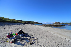 Crowded Lewis beach on a sunny August afternoon