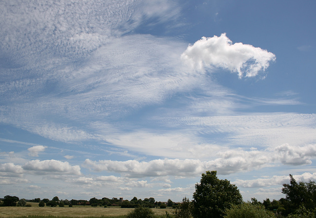 Summer clouds over Newton, Suffolk, England