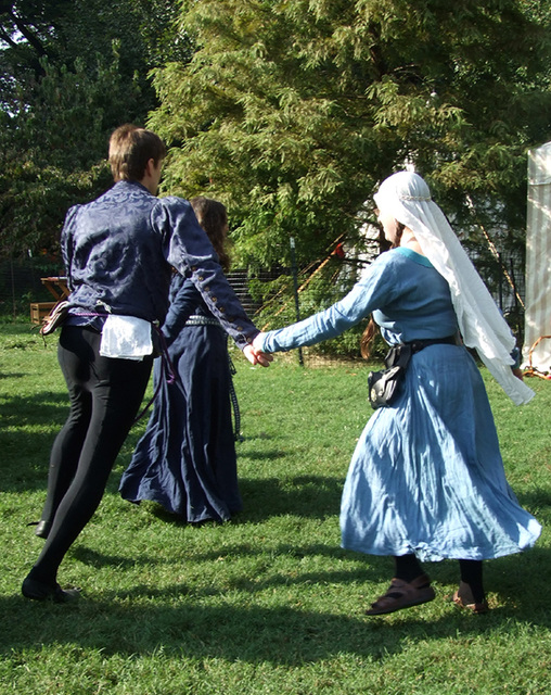 Conandil, Wilhelm, and Ysenda Dancing at the Fort Tryon Park Medieval Festival, Sept. 2007