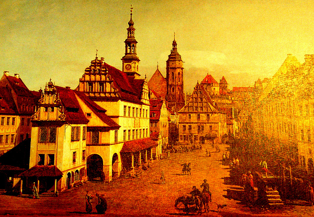 Foirplaco de Pirna pentrita  de Canaletto (Marktplatz von Pirna gemalt von Canaletto).