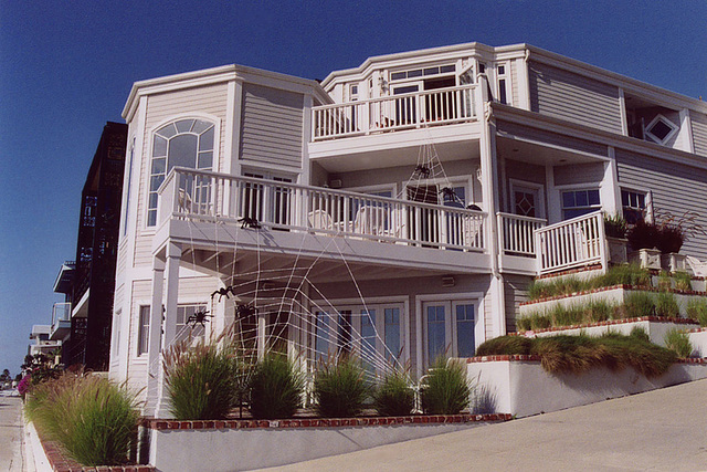 House Decorated with Spider Webs in Manhattan Beach, October 2005