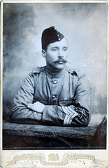 Sargeant (with marksman's sleeve badge), British Army c1890 (Cabinet Card)