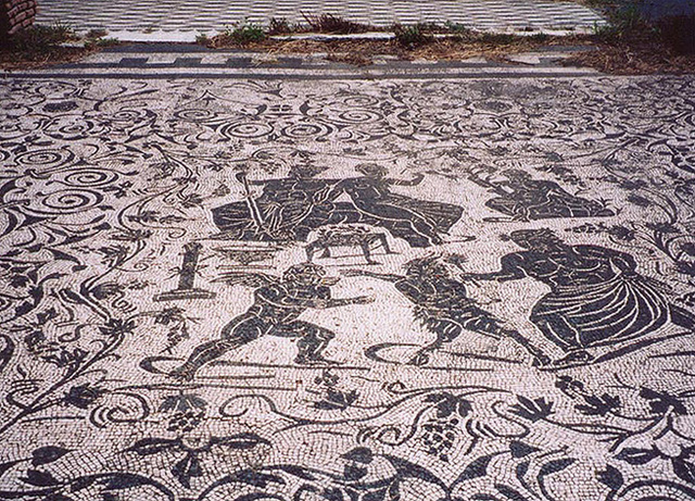 Black and White Mosaic from the House of Bacchus and Ariadne in Ostia Antiqua, June 1995