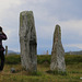 Visitor sizing up one of the stones in Callanish Stone Circle #2