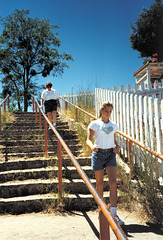 Stairway down to the San Andreas fault line.  Mission San Juan Bautista