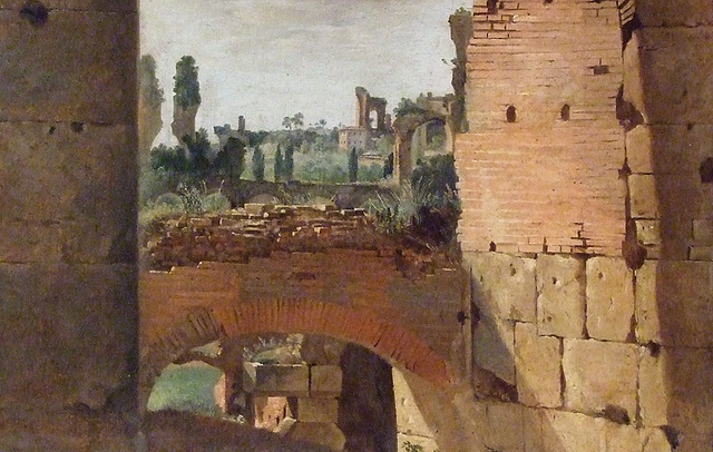 Detail of View from the Colosseum Towards the Palatine Hill Attributed to Ernst Fries in the Metropolitan Museum of Art, August 2010