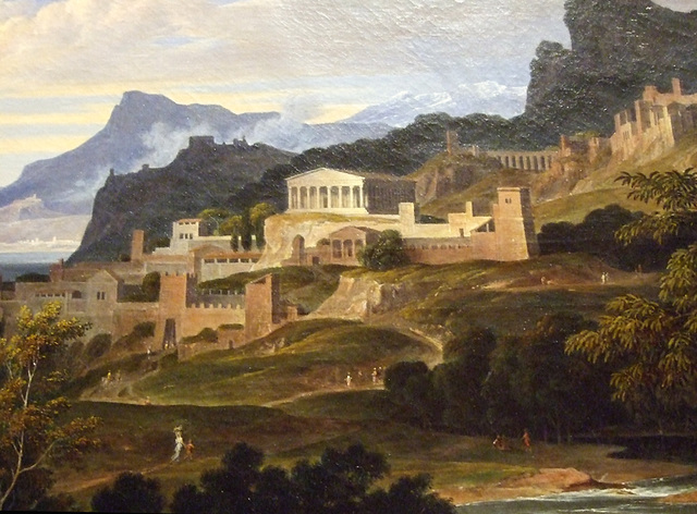 Detail of a Heroic Landscape with a Rainbow by Koch in the Metropolitan Museum of Art, August 2010
