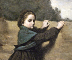 Detail of The Curious Little Girl by Corot in the Metropolitan Museum of Art, November 2009