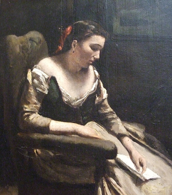 Detail of The Letter by Corot in the Metropolitan Museum of Art, July 2010