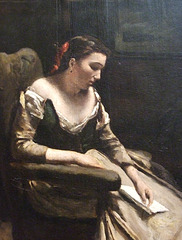 Detail of The Letter by Corot in the Metropolitan Museum of Art, July 2010