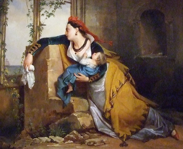 Detail of Sorrowful Woman of Ischia by an Unknown French Painter in the Metropolitan Museum of Art, August 2010