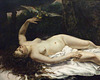 Detail of Woman with a Parrot by Courbet in the Metropolitan Museum of Art, May 2009