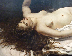 Detail of Woman with a Parrot by Courbet in the Metropolitan Museum of Art, May 2009