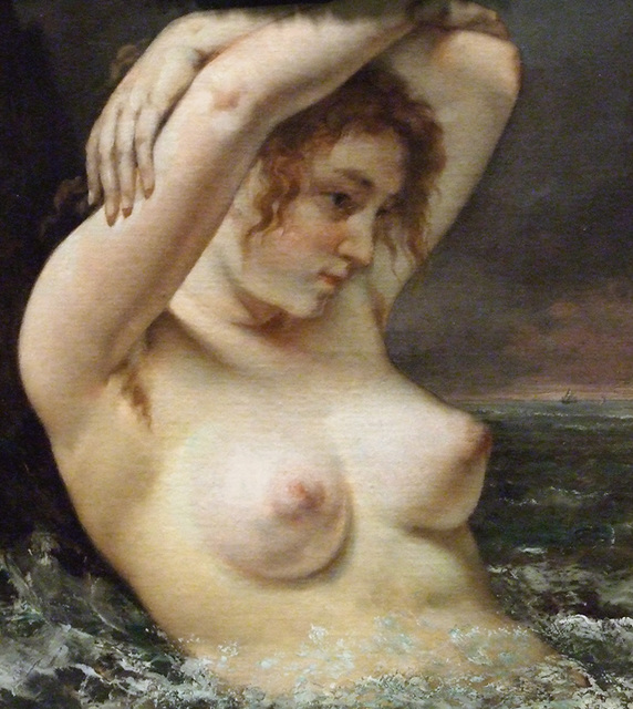 Detail of The Woman in the Waves by Courbet in the Metropolitan Museum of Art, August 2010