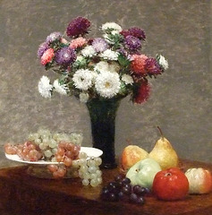 Detail of Asters and Fruit on a Table by Fantin-Latour in the Metropolitan Museum of Art, November 2009