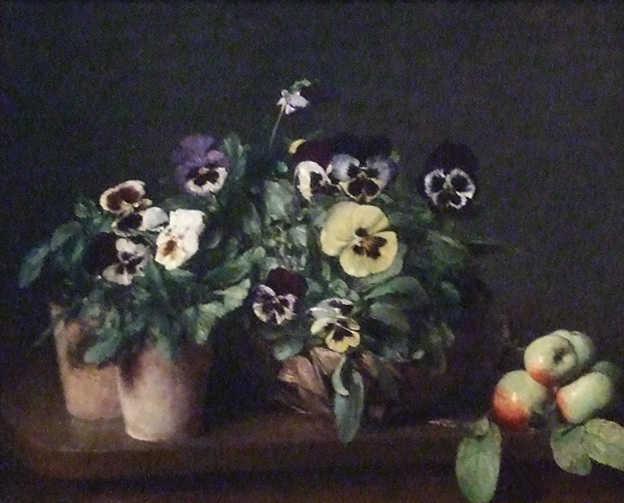 Detail of Still Life with Pansies by Fantin-Latour in the Metropolitan Museum of Art, November 2009