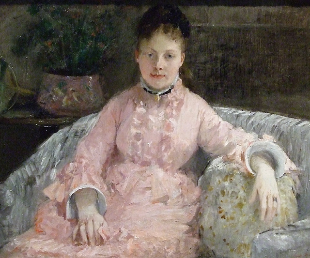 Detail of The Pink Dress by Morisot in the Metropolitan Museum of Art, August 2010