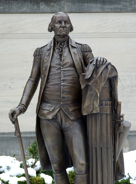 Detail of a Statue of George Washington in Washington DC, January 2011