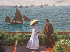 Detail of The Garden at Sainte-Adresse by Monet in the Metropolitan Museum of Art, November 2009