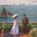 Detail of The Garden at Sainte-Adresse by Monet in the Metropolitan Museum of Art, November 2009