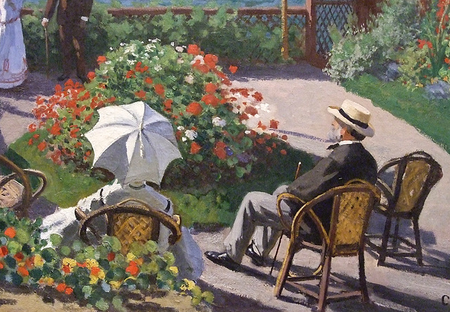 Detail of The Garden at Sainte-Adresse by Monet in the Metropolitan Museum of Art, November 2009