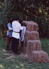 Setting Up the Archery Target at Queens Farm, Sept. 2004
