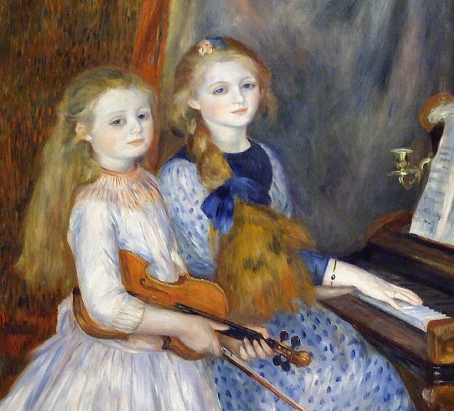 Detail of The Daughters of Catulle Mendès, Huguette (1871–1964), Claudine (1876–1937), and Helyonne (1879–1955) by Renoir in the Metropolitan Museum of Art, December 2008