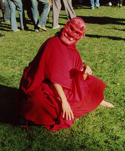 Sancha as a Devil Mummer at the Fort Tryon Park Medieval Festival, Oct. 2004