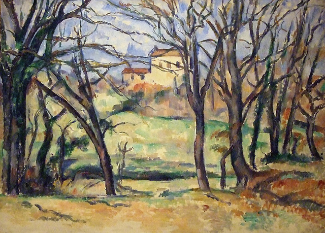 Detail of House Behind Trees Near the Jas de Bouffan by Cezanne in the Metropolitan Museum of Art, January 2008