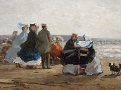 Detail of On the Beach, Dieppe by Boudin in the Metropolitan Museum of Art, August 2010