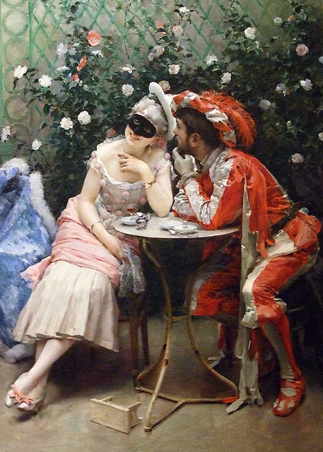 Detail of Masqueraders by Raimundo de Madrazo y Garetta in the Metropolitan Museum of Art, February 2010