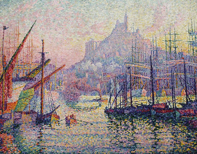 Detail of Notre-Dame-de-la-Garde (La Bonne-Mère), Marseilles by Signac in the Metropolitan Museum of Art, August 2010