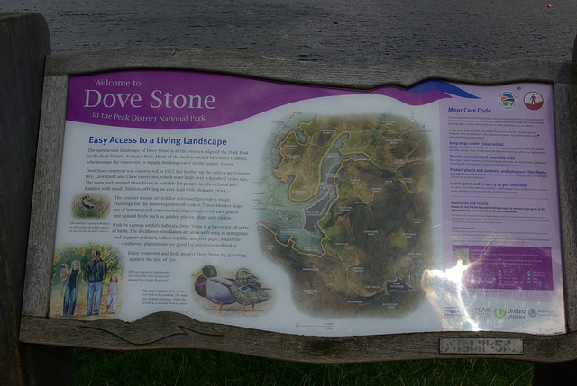 Sign at Dove Stone Reservoir