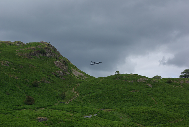 plane over Elterwater Common