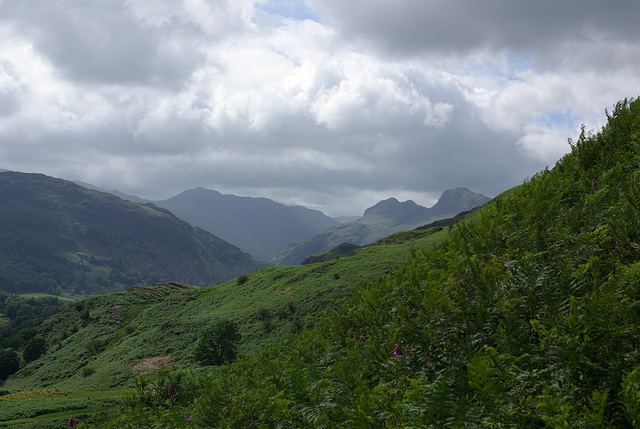 Going up - Bowfell appears as silhouette