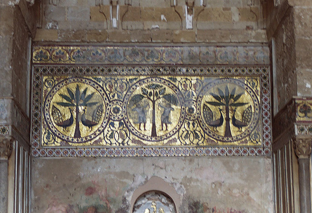 Detail of the Norman Mosaic in La Zisa, a Medieval Castle in Palermo, March 2005