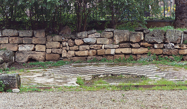 Remains of a Black and White Roman Floor Mosaic in Villa Bonnano Park in Palermo, March 2005
