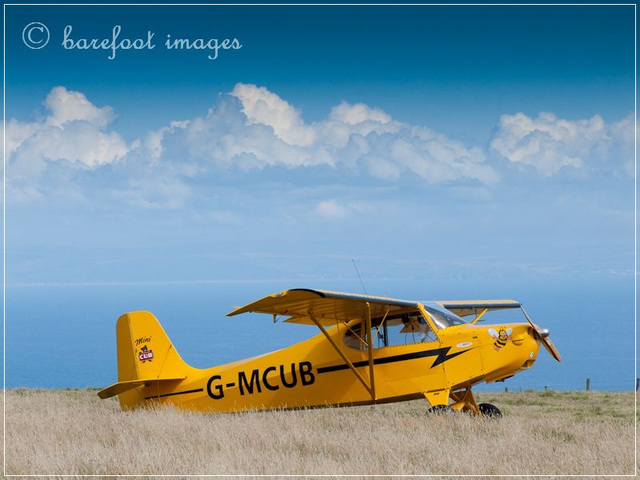 yellow plane on lundy island