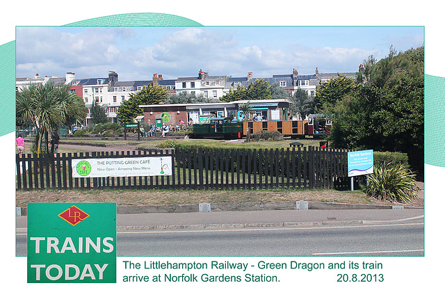 Littlehampton Railway Green Dragon arrives at Norfolk Gardens 20 8 2013