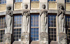 Detail of the Caryatids on the Virgin Oil Company in Helsinki, April 2013