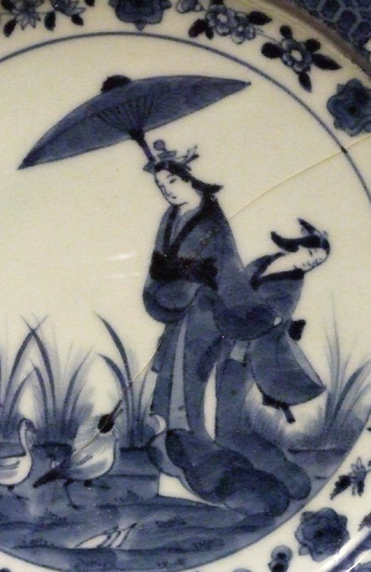 Detail of a Plate with a Design of Ladies with a Parasol in the Metropolitan Museum of Art, September 2010