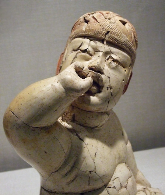 Detail of an Olmec Baby Figure in the Metropolitan Museum of Art, January 2011