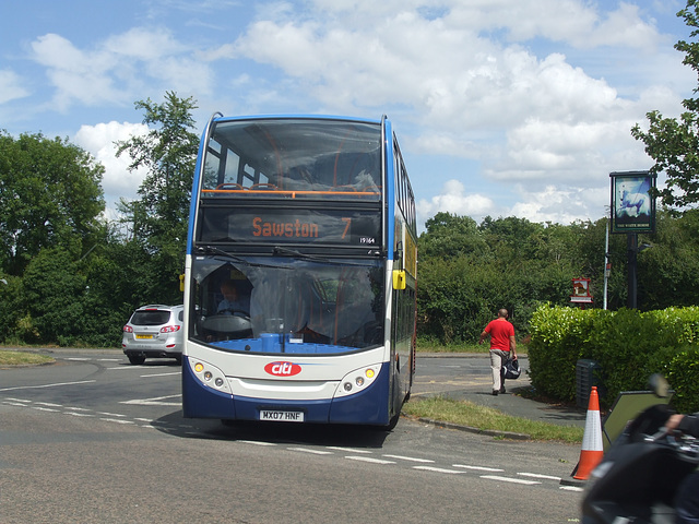 Stagecoach East (Cambus) 19164 (MX07 HNF) at Sawston - 7 Jul 2014 (DSCF5384)