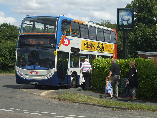 Stagecoach East (Cambus) 19164 (MX07 HNF) at Sawston - 7 Jul 2014 (DSCF5385)