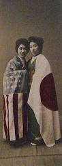 Japanese Women Cloaked in American and Japanese Flags in the Metropolitan Museum of Art, May 2009