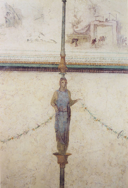 Detail of a Wall Painting of a Caryatid from the Palazzo Massimo alle Terme Museum in Rome, Dec. 2003