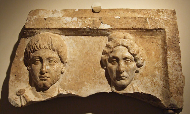 Upper Corner of a Marble Funerary Relief with Portraits in the Metropolitan Museum of Art, February 2011