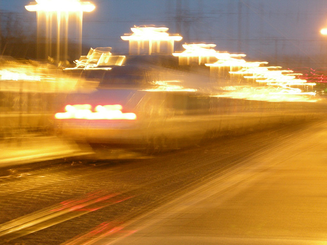 Effet sur une longue pose à la gare Viotte de Besançon.