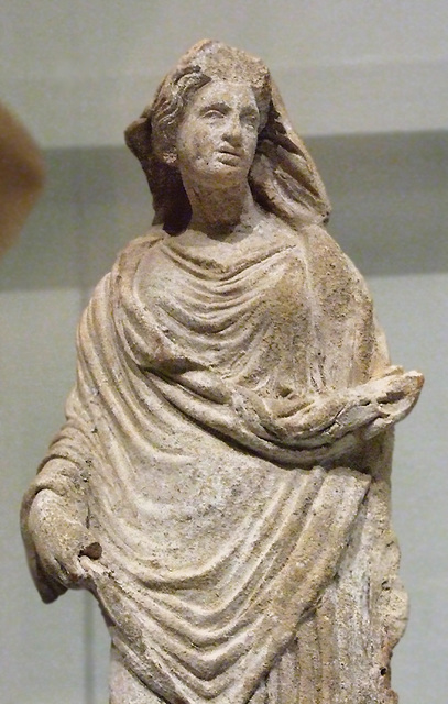 Detail of a Terracotta Statuette of a Draped Goddess in the Metropolitan Museum of Art, November 2010