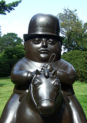 Detail of Man on Horseback by Botero in the Nassau County Museum of Art, September 2009